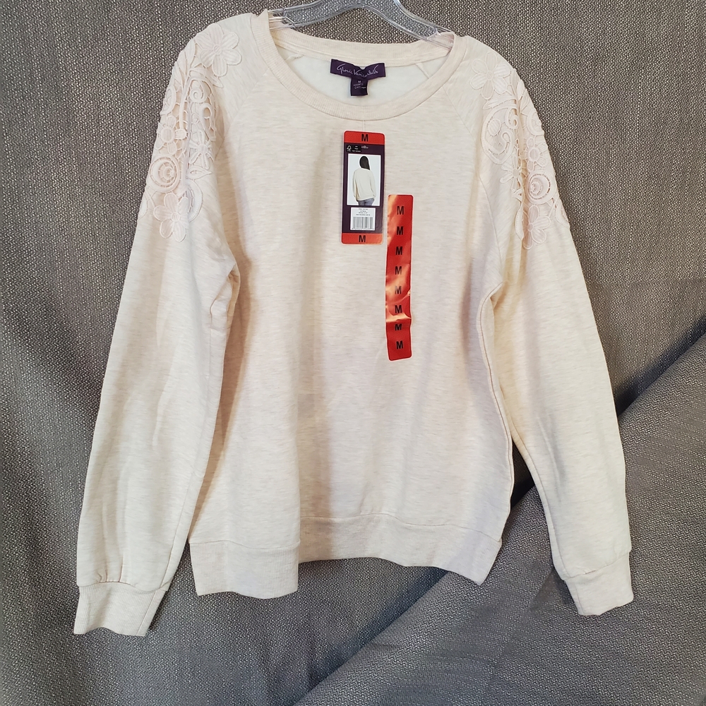 Womens Size M Gloria Vanderbilt Cream Crew Neck Sweater